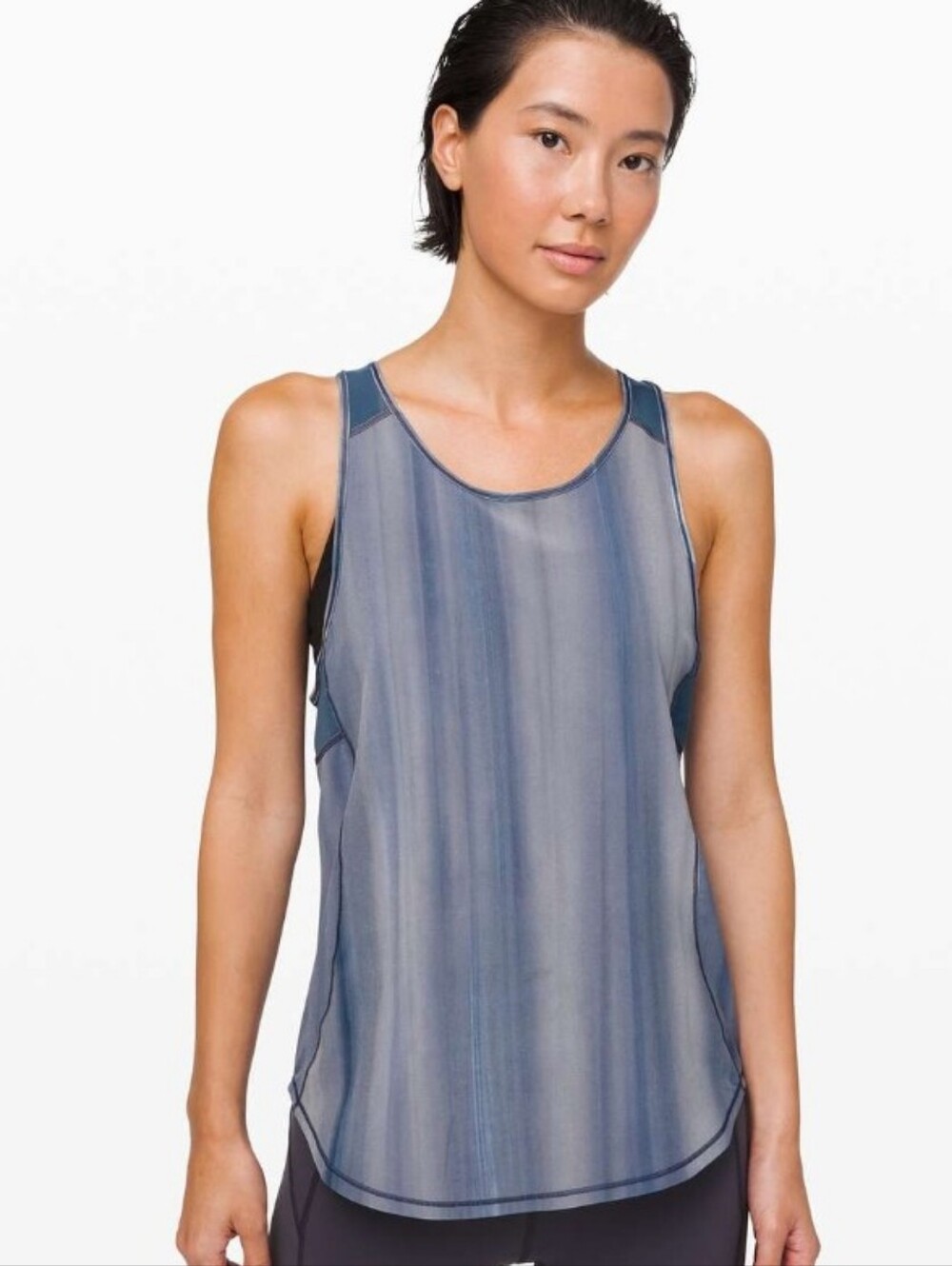 Lululemon Sculpt TankBrushed Spray Dye White Code Blue